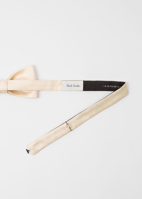 Men's Cream Plain Silk Pre-Tied Bow Tie