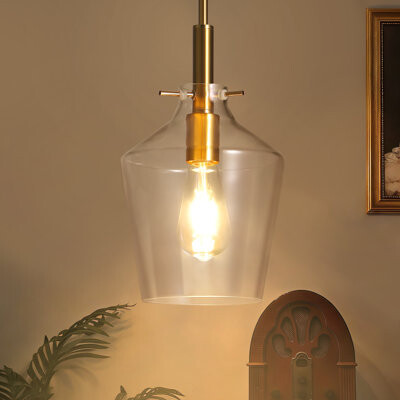 Merbotin 1-light Modern Pendant Light With Bell Clear Hammered Glass Shade