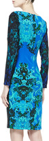 Thumbnail for your product : David Meister Long-Sleeve Contrast Print Dress, Turquoise/Black