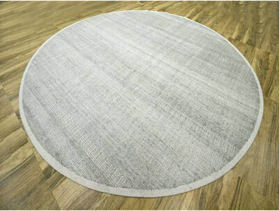 Red Barrel Studio 12'x12' Cloud Gray Natural Wool Distressed and Oxidized Grass Design with Exposed Warps Hand Knotted Round Oriental Rug