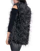 Kehen New Womens Waistcoat Faux Fur Lapel Open Front Sleeveless Vest Woolen Cardigan Outwear Casual Coat with Pockets