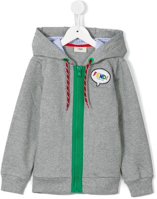 Fendi Kids - pinstripe trim hoodie - kids - Cotton - 12 yrs