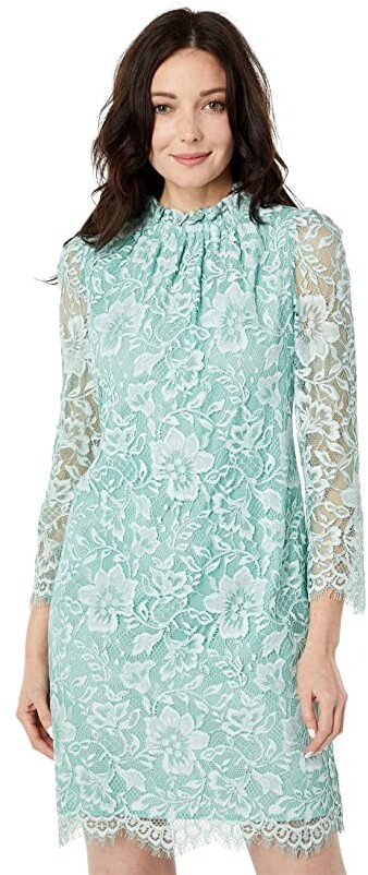 vince camuto ruffle neck shift dress
