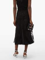Thumbnail for your product : Prada Floral Lace And Silk Midi Skirt - Womens - Black