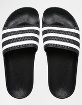Thumbnail for your product : adidas Adilette Black & White Stripe Slider Sandals