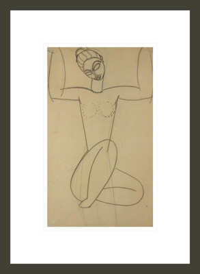 1000Museums Seated Caryatid by Amedeo Modigliani -Framed Giclee Print