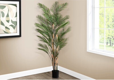 Indoor Decorative 83" Tall Artificial Tree With Realistic Foliage Potted In A Black Pot, Floor Plant For Bedroom Use 32 Real Touch Leaves, Stylish Car