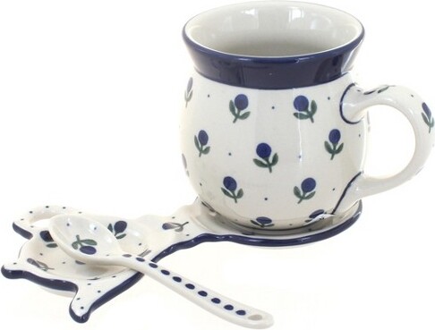 Blue Rose Pottery BlueRosePolishPotteryBlueberryMug&SaucerGiftSet