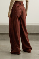 Thumbnail for your product : Proenza Schouler White Label Belted Pleated Twill Wide-leg Pants - Claret