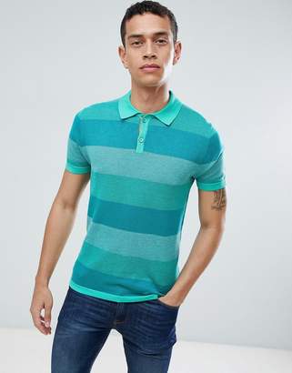 Benetton Knitted Polo In Bold Stripe