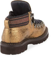 Thumbnail for your product : Brunello Cucinelli Metallic Leather Hiking Booties