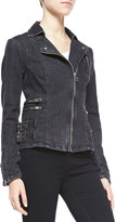 Thumbnail for your product : Free People Denim Buckle-Detailed Zip Jacket, Black