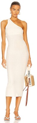 Enza Costa Recycled Rib One Shoulder Maxi Dress in White