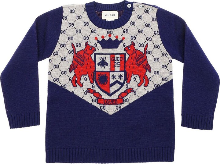 GUCCI: sweater for boys - Blue  Gucci sweater 748068XKDAC online