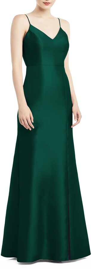 mikado jersey bodice trumpet gown