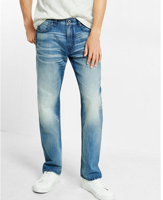 Express straight leg loose fit faded jeans