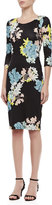 Thumbnail for your product : Erdem Floral Jersey Dress with 3/4 Sleeves