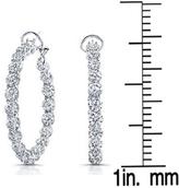 Thumbnail for your product : Ice 8 CT TW Diamond 18K White Gold Hoop Earrings with Omega Backs