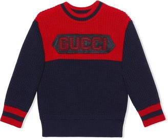 Gucci Children Gucci patch crew neck jumper