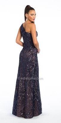 Camille La Vie One Shoulder Abstract Sequin Evening Dress