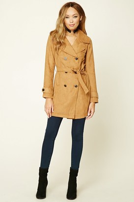 Forever 21 FOREVER 21+ Faux Suede Double-Breasted Coat