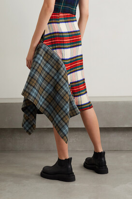 Rave Review Miami Convertible Asymmetric Patchwork Checked Wool Skirt - Black