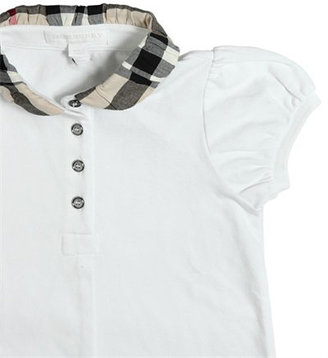 Burberry Check Collar Cotton Piqué Polo Shirt