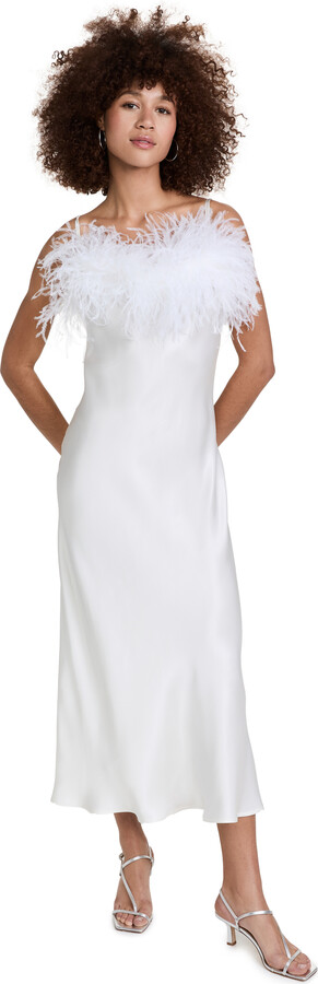 Sleeper Boheme Slip Dress with Feathers