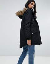 Thumbnail for your product : Noisy May Tall Parka Jacket With Faux Fur Trim Hood