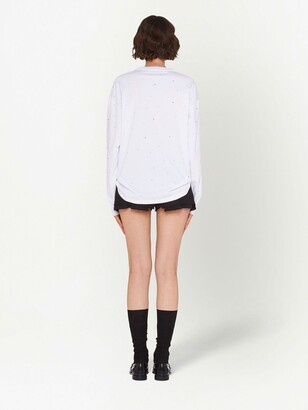 Miu Miu Diamante long-sleeved T-shirt - ShopStyle Tops