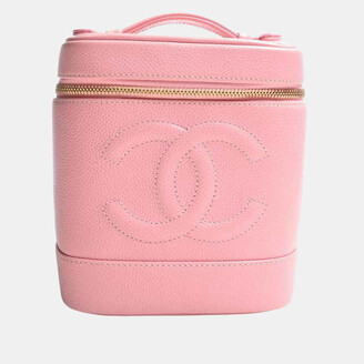 Chanel 100% Calf Leather Solid Pink CC Timeless Tall Vanity Case