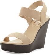Thumbnail for your product : Neiman Marcus Privy Stretch Ankle-Strap Slide On Sandal, Beige