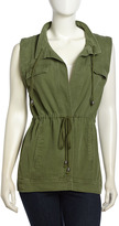 Thumbnail for your product : Man Repeller for PJK Drawstring Canvas Open-Front Jacket, Green