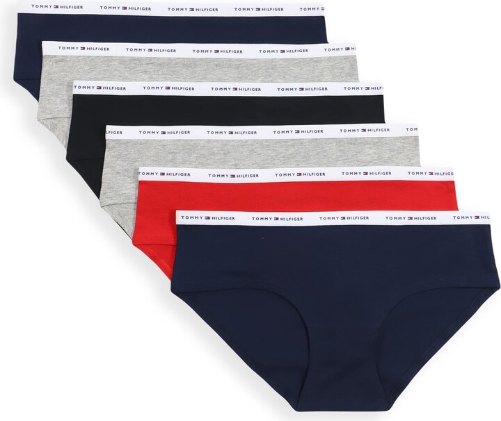 Tommy Hilfiger womens Underwear Basics Cotton Panties 6 Pack Hipster Panties  - ShopStyle