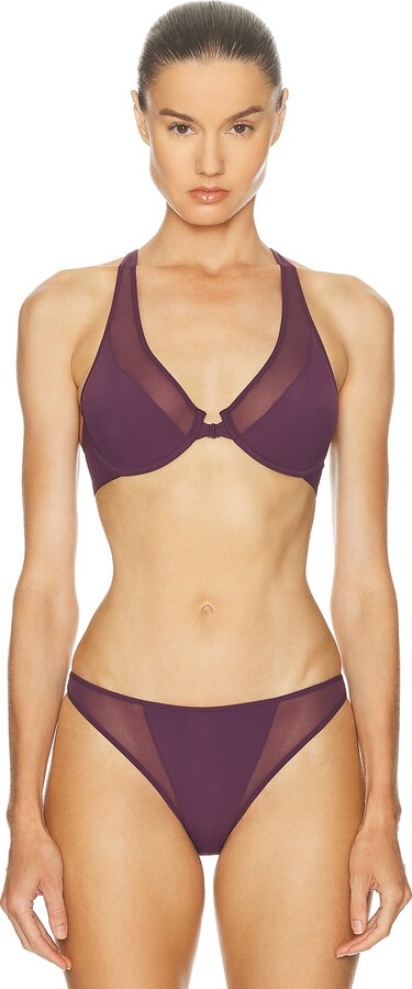 Wolford Front Close Plunge Bra in Burgundy