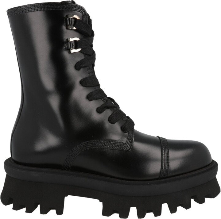 Ferragamo Kira Leather Combat Boots
