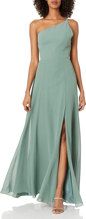 Jenny Yoo Womens Sabine Draped Off The Shoulder Crepe Gown 