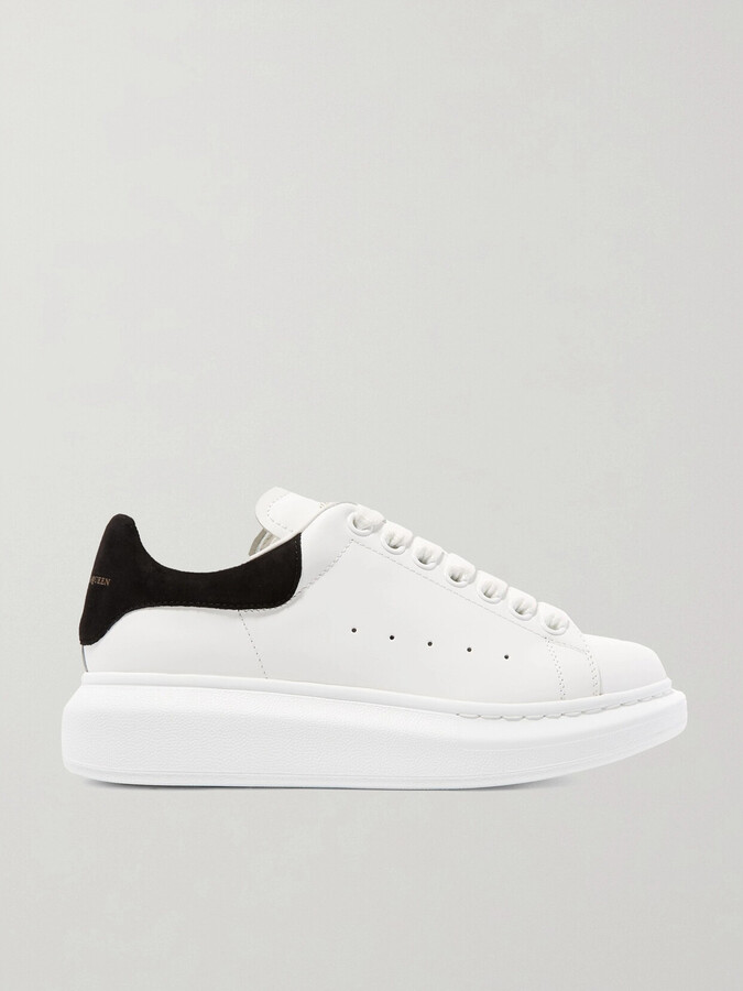 Alexander McQueen Suede-trimmed Leather Exaggerated-sole Sneakers - White