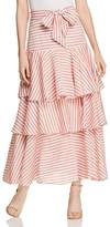 Thumbnail for your product : Badgley Mischka Striped Ruffle Maxi Skirt