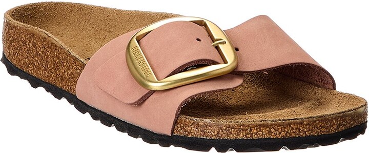 Madrid Narrow Big Buckle Nubuck Leather Sandal