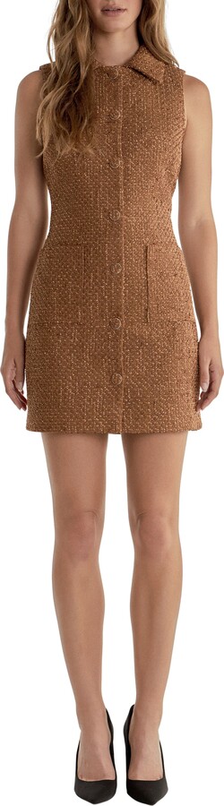 Endless Rose Button Front Tweed Minidress