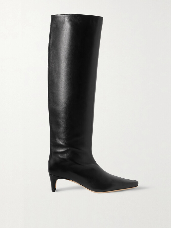 STAUD Wally Leather Knee Boots - Black