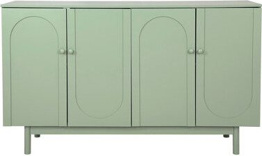 Stylish 4-door Intaglio Cabinet With , Legs, Solid Wood Pulls, Mint For Living Room Furnishings , Enhancing Home Decor