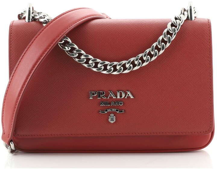 Prada Chain Flap Crossbody Bag Saffiano and Soft Calf Small - ShopStyle