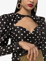 Thumbnail for your product : Alessandra Rich Polka Dot Ruched Silk Mini Dress