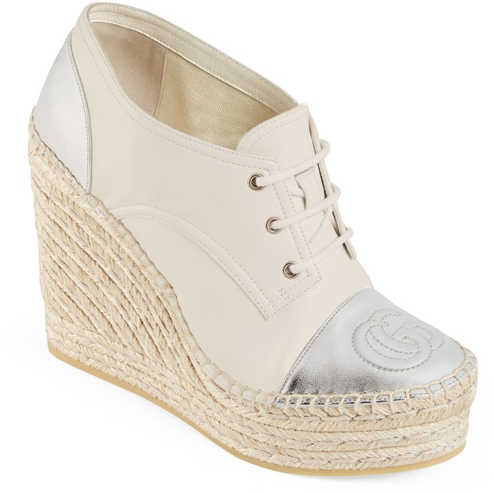 Gucci Pilar Logo Cap Toe Espadrille Platform Wedge ShopStyle