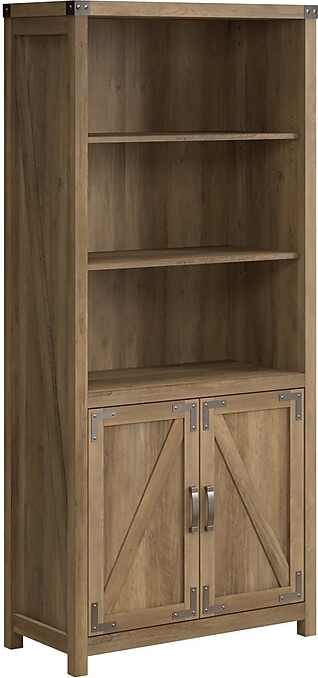 Bush Furniture Knoxville 72"H 5-Shelf Bookcase with Doors, Reclaimed Pine (CGB132RCP-03)