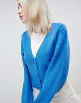Thumbnail for your product : ASOS Design DESIGN eco cropped cardigan in fluffy yarn with buttons