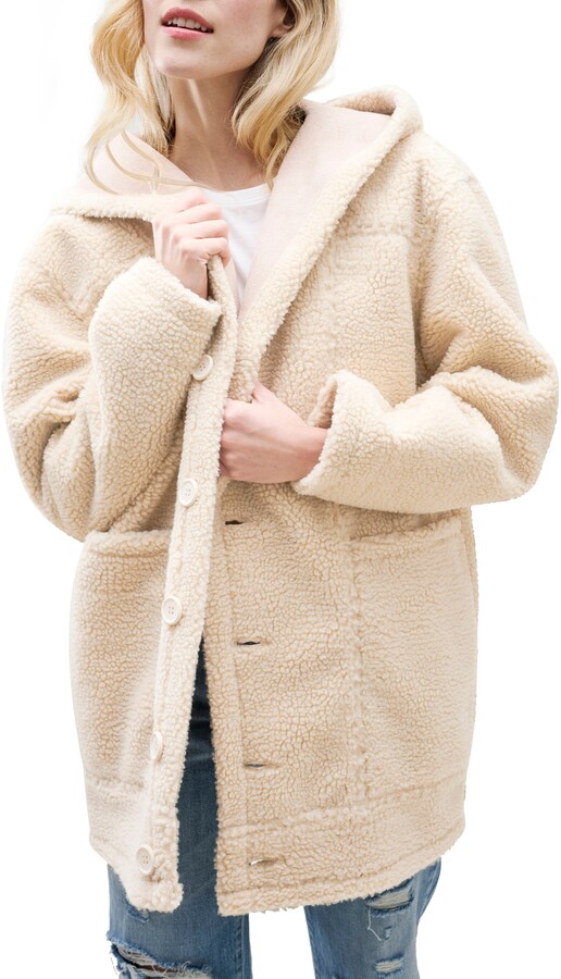faux shearling hooded jacket
