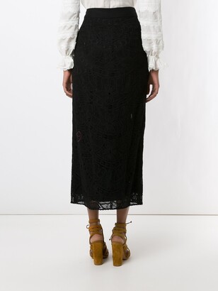 Martha Medeiros Sofia Lace-Overlay Silk Satin Pencil Skirt